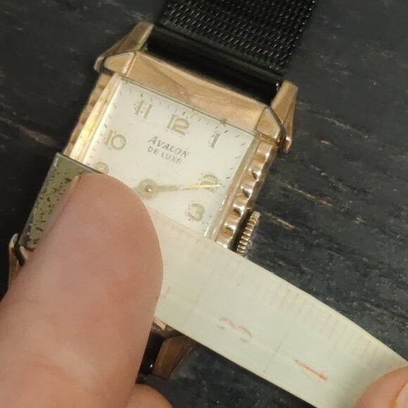 Avalon art deco mechanical watch domed steel milanese strap 10k rgp 22x38mm runs - Picture 4 of 14